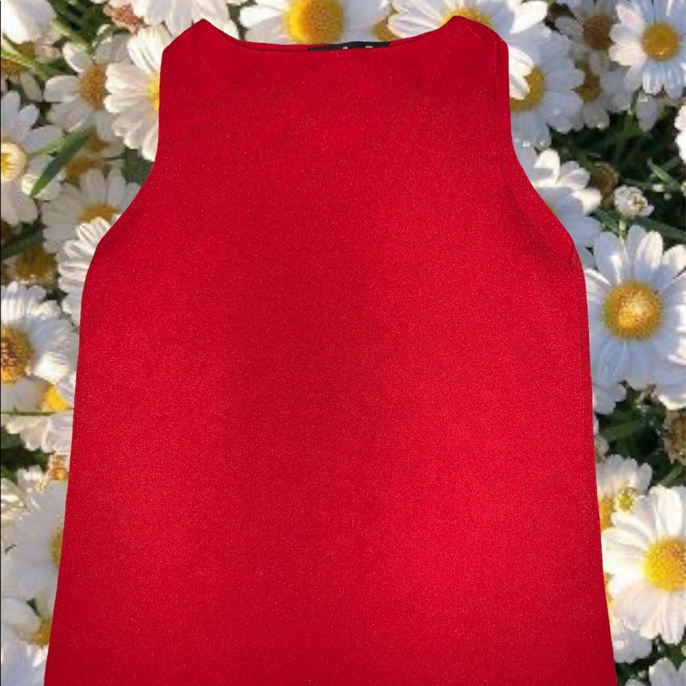 Red Viscose No Sleeve Women’s Tank Top